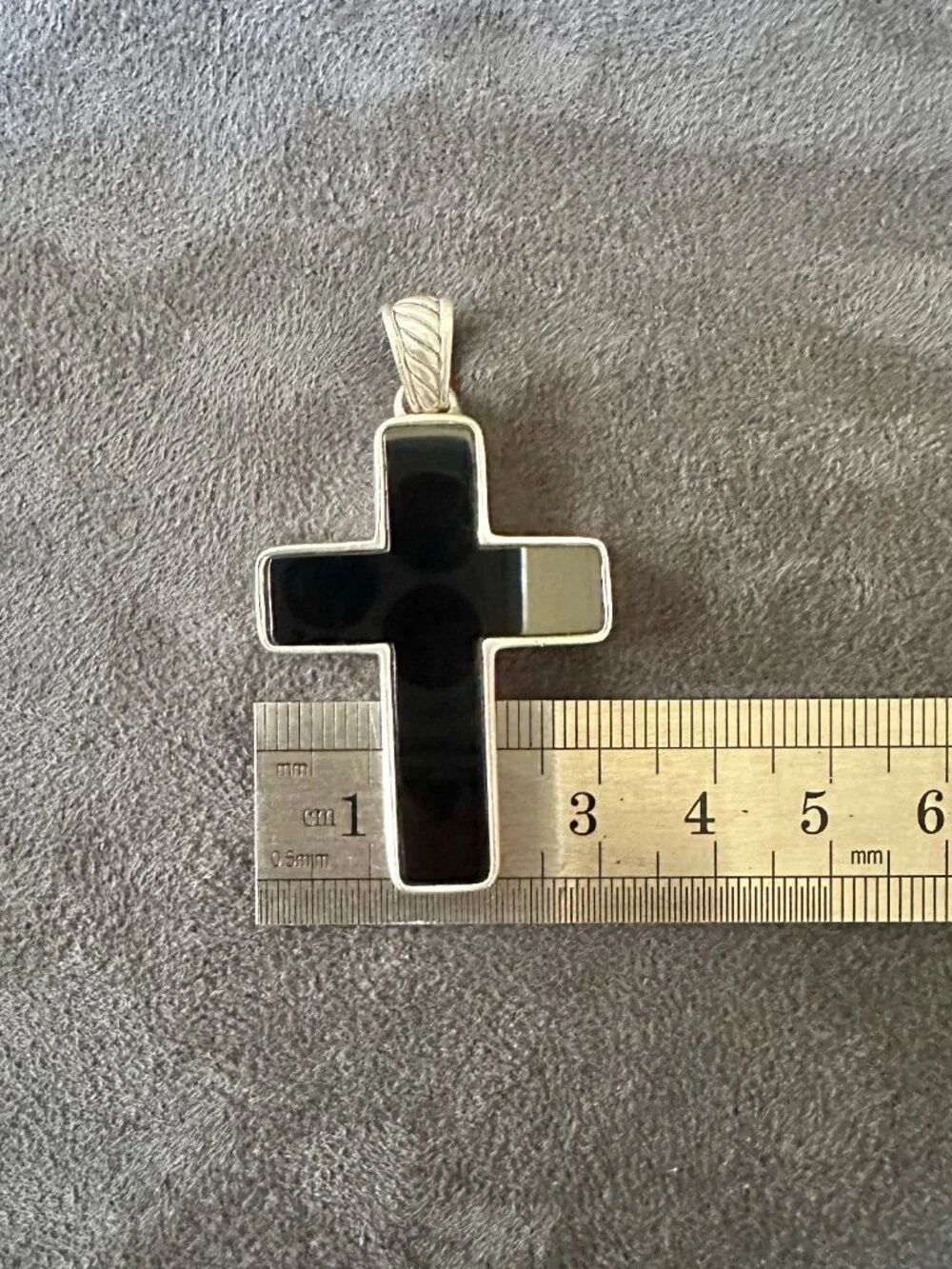 David Yurman Large Chevron Cross Pendant w/ Black Onyx